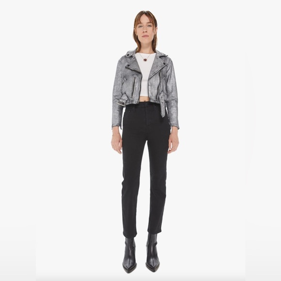 NWT Mother Denim The Moto Jacket Friday Night Freestyle in Metallica Silver - Picture 3 of 9